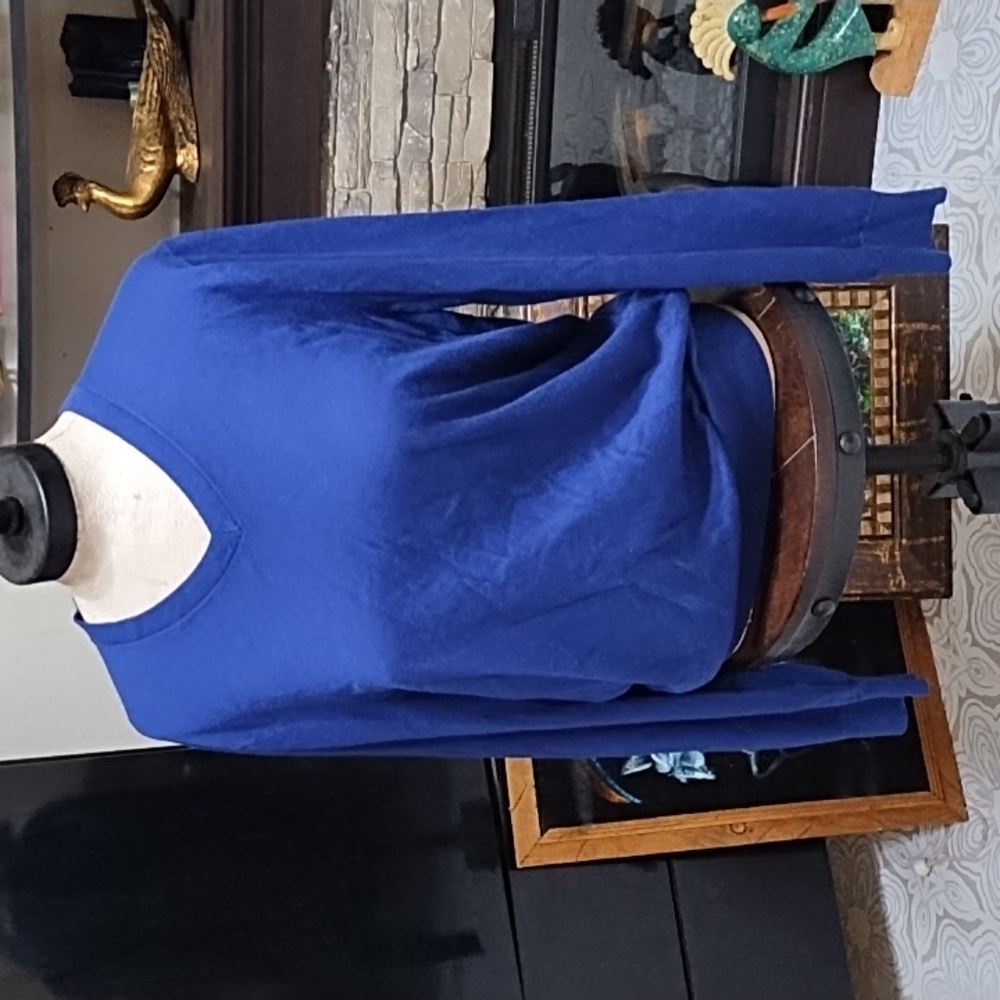 Women Sweater long sleeve v neck Super Yummy Blue Soft Silk cotton cashmere b62
